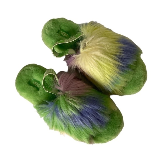 NEW UGG GIRLS FLUFF YEAH APPLE TIE DYE SLIDE SANDALS KIDS. # slides slippers - Picture 8 of 8